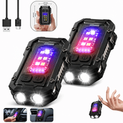 2PCS Rechargeable Keychain Flashlight Mini EDC COB LED Pocket Work Light Portable Waterproof Clip On Flashlight 500 Lumens USB Rechargeable Emergency Camping Hiking Light Black