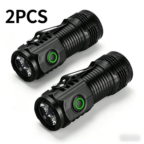2PCS Rechargeable Mini LED Flashlight, Lumen High Bright 3-LED Pocket Light with Clip, IPX4 Waterproof, for Camping, Hiking, Emergency, Car Repairing & Outdoor Use