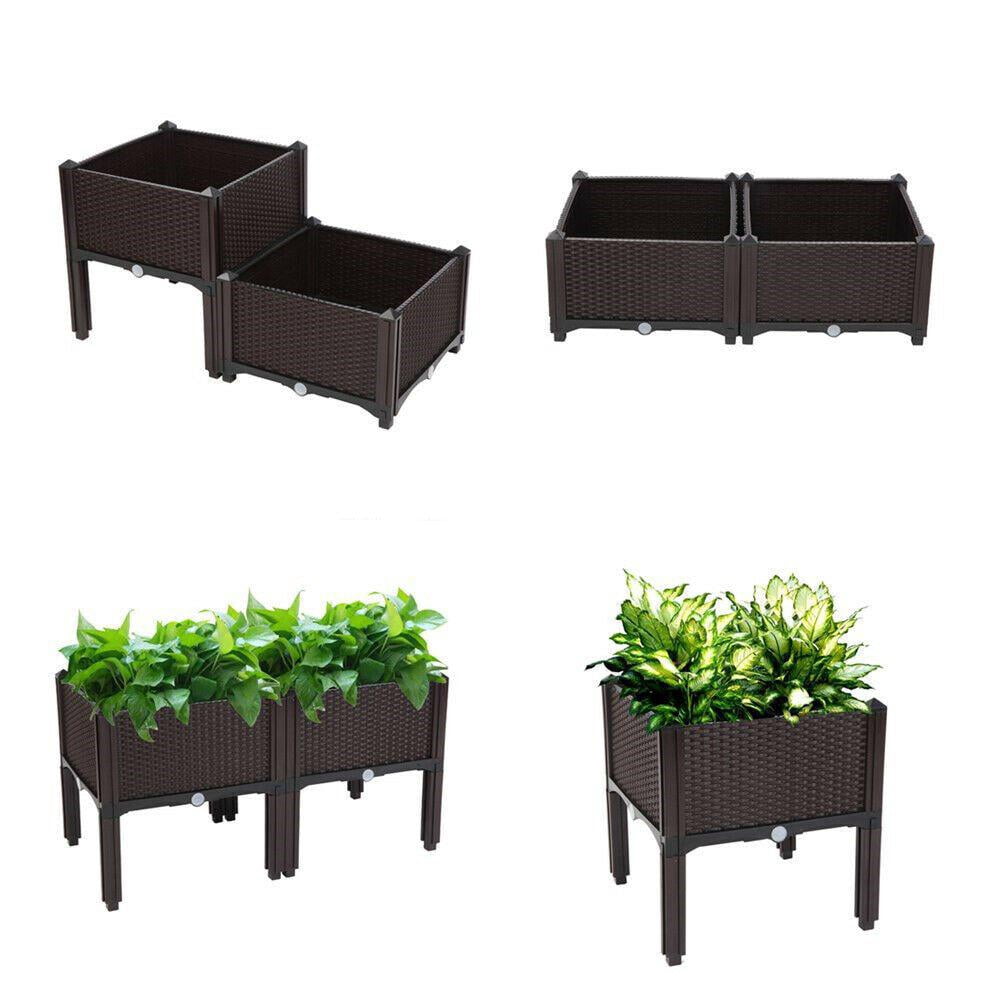 2PCS Rectangle Raised Garden Bed Elevated Planter Box for Flowers ...