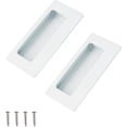 thumbnail image 1 of 2PCS Rectangular Recessed Concealed Handles, Embedded Design Sliding Door Handle with Screws, Stainless Steel Cabinet Pulls for Wardrobe Drawer (White-86mm), 1 of 5
