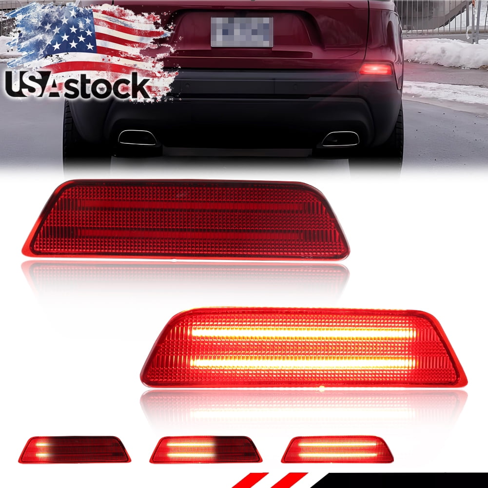 2PCS Red Lens Rear Bumper Reflector Lights Tail Light Rear Light Brake ...
