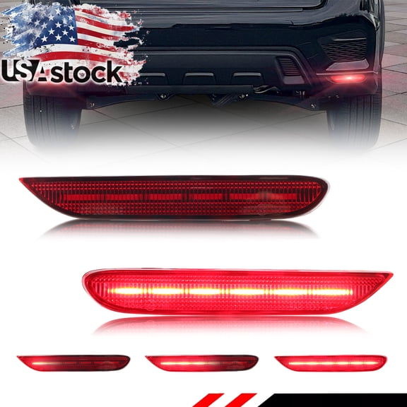 2PCS Red Lens Rear Bumper Reflector Lights Tail Light Rear Light Brake Light Backup Lights Reverse Light Turn Signal Light With Red LED For 2020 2021 2022 2023 2024 Mitsubishi Outlander Sport