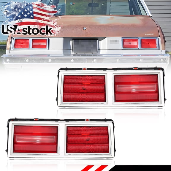 2PCS Red Lens Rear Bumper Tail Light Rear Light Reflector Light Brake Lights Backup Lights Reverse Light Turn Signal Light For 1975 1976 1977 1978 1979 Chevy II Nova No Bulb/Socket Included
