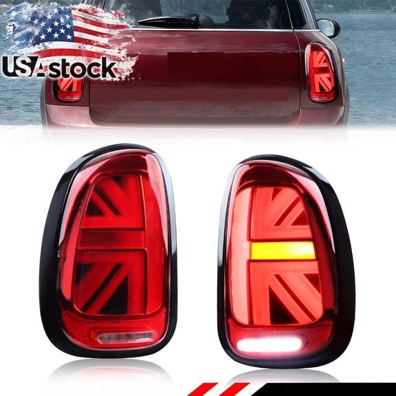 2PCS Red Lens Rear Bumper Union Jack Tail Light Brake Light Backup Light Reverse Light Turn Signal Light With Red/White/Amber LED For 2010 2011 2012 2013 2014 2015 2016 Mini Cooper Countryman R60