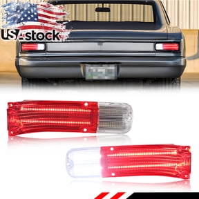 2PCS Red Lens Rear Tail Light Rear Light Brake Lights Backup Light Reverse Light Turn Signal Light With Red/White LED For 1966 Chevy Chevelle & 1966 Chevy Malibu