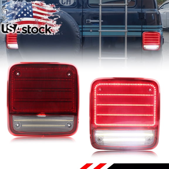 2PCS Red Lens Rear Tail Light Rear Light Brake Lights Backup Light Reverse Light Turn Signal Light With Red/White LED For 85 86 87 88 89 90 91 92 93 94 95 Chevy G20 G30 & GMC G1500 G2500 G3500