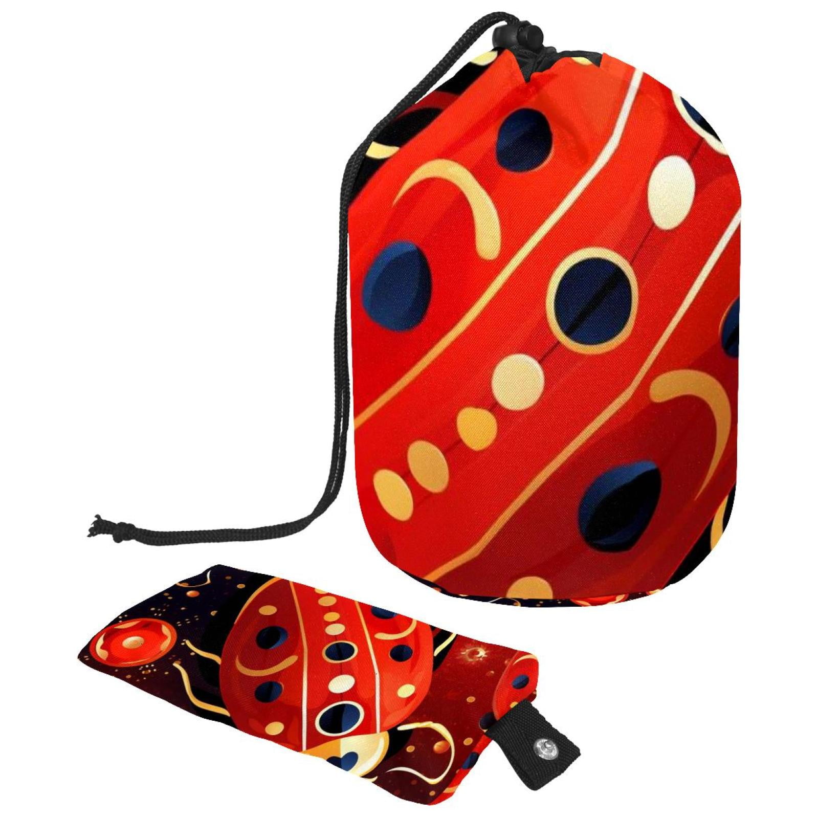 2PCS Red Seven Star Ladybug Travel Cosmetic Bag Makeup Organizer