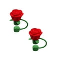 thumbnail image 1 of 2PCS Red Silicone Rose Straw Covers for 10mm Straws, Dust-Proof Decorative Plug Caps for Stanley 30-40oz Cups, Tumbler Straw Protector, Reusable & Stylish, 1 of 5