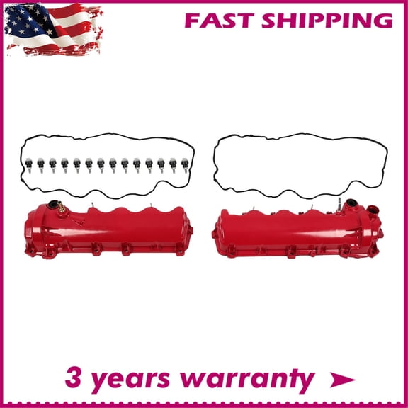 2PCS Red Valve Cover Set for 04-10 Ford F-150 Mustang 05-14 Expedition 5.4L