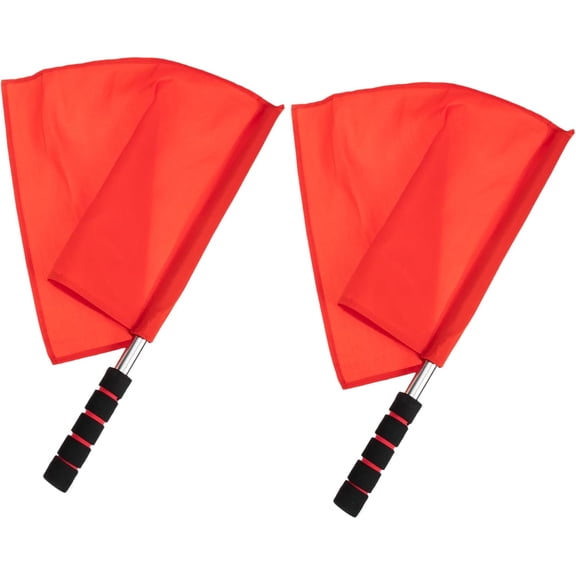 2PCS Referee Flags Volleyball Line Judge Flags Stainless Steel Hand Flag Red Signal Flag Sponge Handle for Soccer Track Field