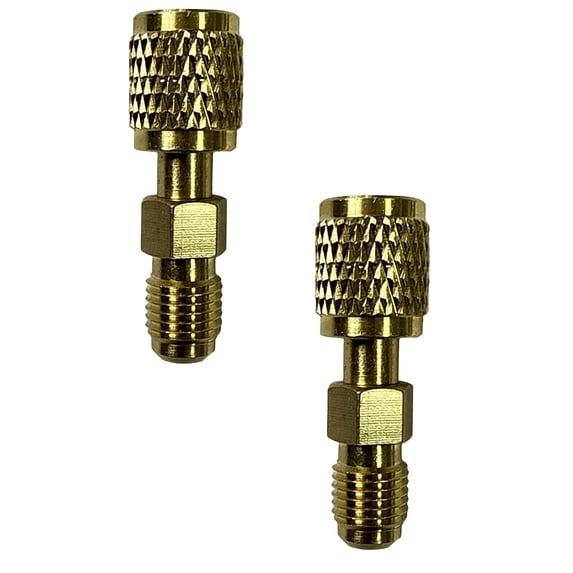 2PCS Refrigerant Brass Adapter, AC Refrigerant Adapter for Refrigerant Tanks Mini Split Systems, Vacuum Pump & Gauge Hose Connector