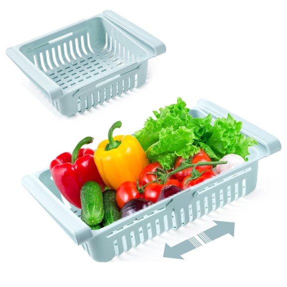 2PCS Refrigerator Organizers and Storage - Pull-Out Storage Bin for Eggs, Fruits & Vegetables