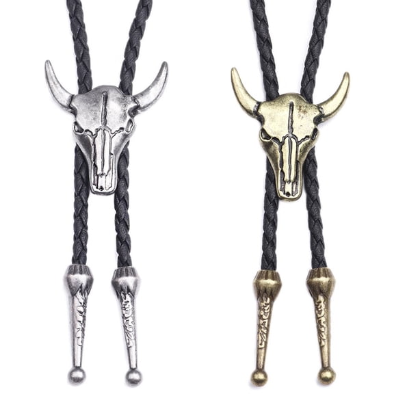 2PCS Relief Oxes Head Bolo Tie for Male Formal Gathering Carnivals Party Teens Shirt Sweater Costume Gentleman Tie