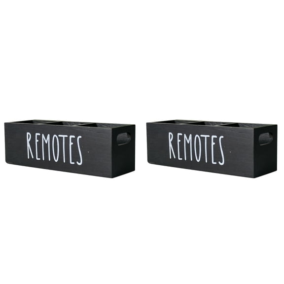 2PCS Remote Control Holder, Farmhouse Remote Storage Caddy, Bedside TV Controller Box,Rustic Wood Organizer Tray for Home Bedroom Table,10X3.4X3.4in