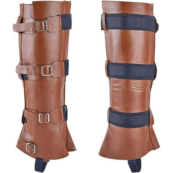 2PCS Renaissance Covers Medieval Leather Leg Armor Retro Steampunk Adjustable Belt Buckle Pirate Armor Retro Peru Leg Gaiters for Knight Cosplay Costume DIY