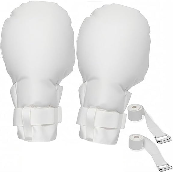 2PCS Double Security Safety Mitts for Elderly Care, Scratch & Self-Harm Prevention Gloves, Adjustable Straps, Machine Washable, Fits All Hand Sizes