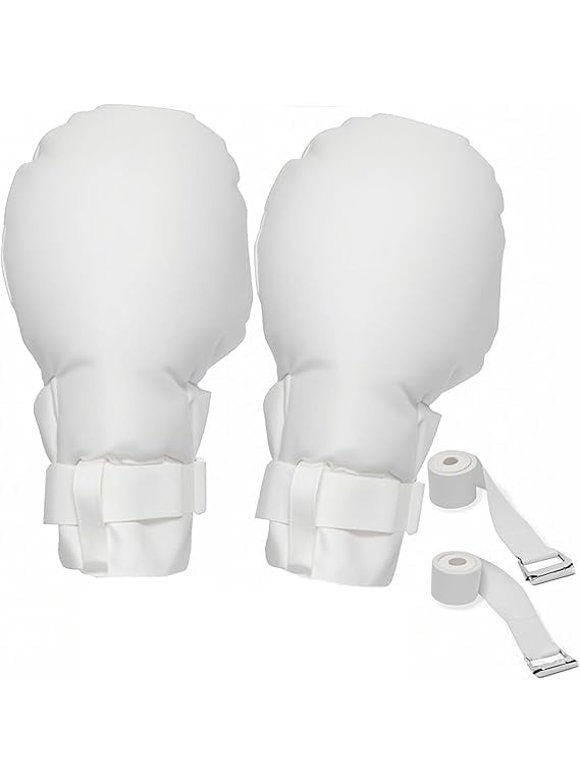 2PCS Double Security Safety Mitts for Elderly Care, Scratch & Self-Harm Prevention Gloves, Adjustable Straps, Machine Washable, Fits All Hand Sizes