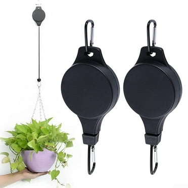 2PCS Retractable Plant Pulleys for Hanging Plants, Adjustable Hanger Hook for Outdoor Garden Flower Plant Basket, Hanging Plants, Bird Feeders