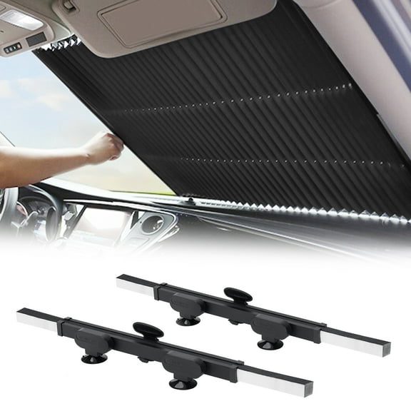 2PCS Retractable Windshield Sun Shade for Car Fits Front Window of Various Models