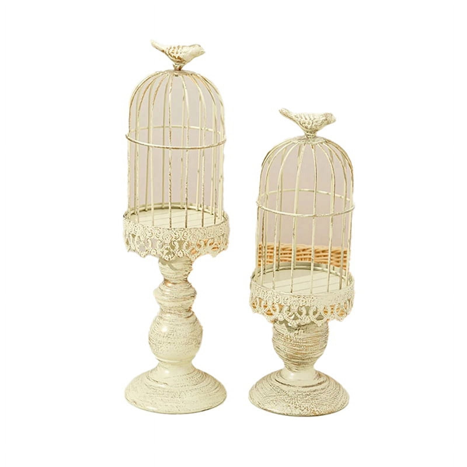2PCS Retro Bird Cage Candle Holder Metal Iron Art Candlestick Wedding