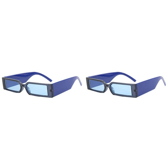 2PCS Retro Rectangle Sunglasses for Women & Men - 90s Vintage Square Sun Glasses with Polarized Tinted Lenses, Thick Frame Driving Shades for Unisex, Classic Big Square Sunglasses for Outdoor Fashion