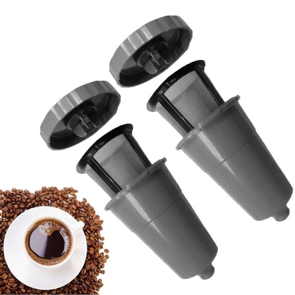 2PCS Reusable K Cups, Refillable Coffee Pod Capsules With Built-In, Integrated Mesh Strainer For Use With Keurig & Select Single Cup Coffee Makers