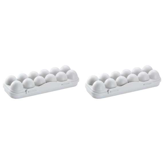 2PCS Reusable Plastic Egg Carton with Lid 12 Grid Stackable Fridge Egg Holder Tray for Kitchen Restaurant & Camping Storage 1Pc 30X11X6.5cm Home Decor