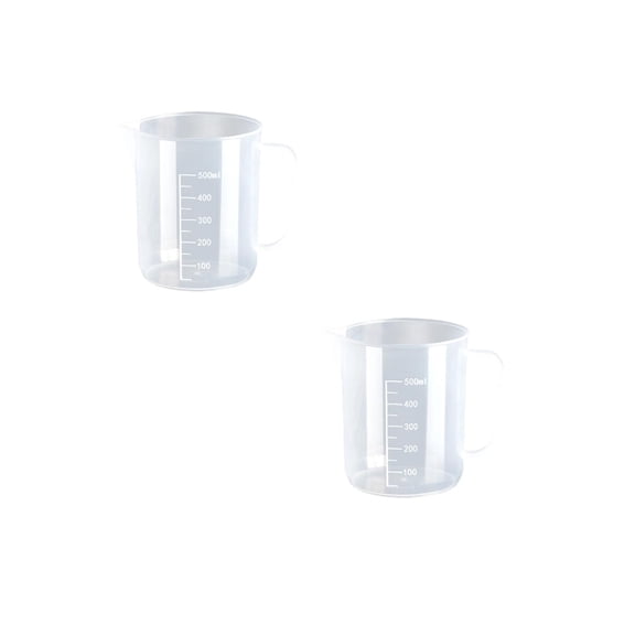 2PCS Reusable Plastic Measuring Cup, Beaker Tip and Pour Measuring Containers for Kitchen Cooking Medicine Measure Tool(500ML)