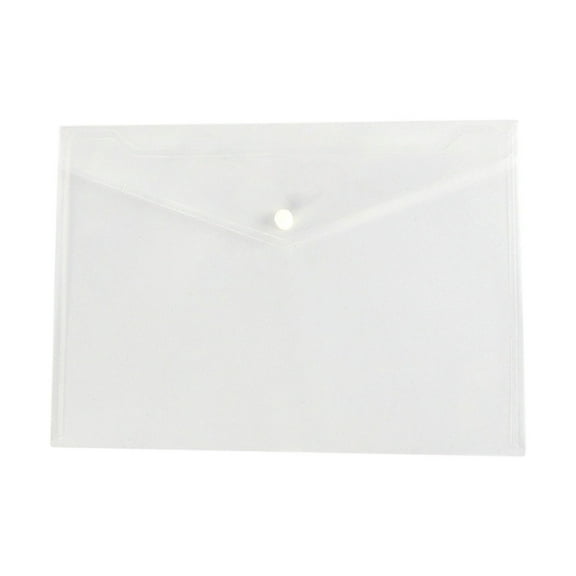 2PCS Reusable Plastic Wallets Folders, Transparent Foolscap Document Files Wallet Folders, Envelope Pockets with Button Closure for Home Travel, White
