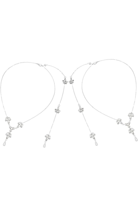 2PCS Rhinestone Backless Necklace Set for Women Simple Bridal Jewelry for Weddings Refined Wedding Accessories for Brides[x279]