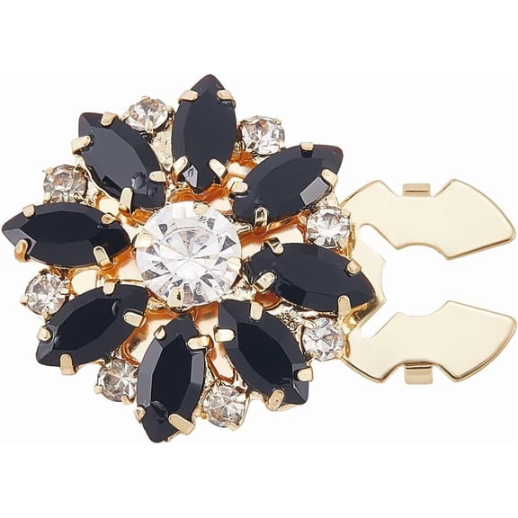 2PCS Rhinestone Button Covers Black Detachable Clip-On Decorative Buttons Jewelry for Women Men Blouses Clothing Holiday Decoration Embellishments Black DIY