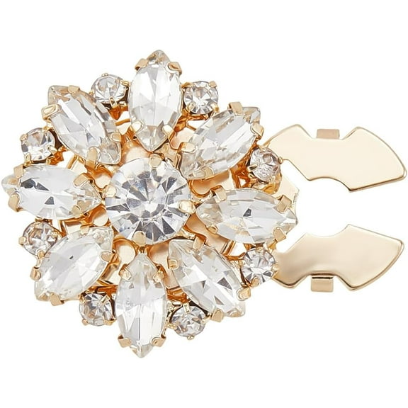 2PCS Rhinestone Button Covers Gold Detachable Clip-On Decorative Buttons Jewelry for Women Men Blouses Clothing DIY Holiday Decoration Embellishments