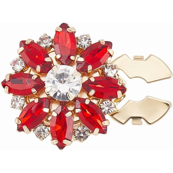 2PCS Rhinestone Button Covers Red Detachable Clip-On Decorative Buttons Jewelry for Women Men Blouses Clothing DIY Holiday Decoration Embellishments