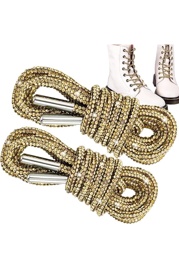 2PCS Rhinestone Shoe Laces, Round Glitter Shoes Laces for Sneakers, Crystal Bling Diamond Rope Shoe Strings, Crystal Bling Blings Shiny Round Shoes Lace for Sweatpants Shorts Crystal Hoodies 120 CM