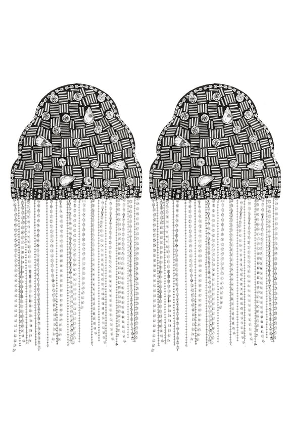 2PCS Rhinestone Tassel Shoulder Epaulettes Brooch Pin Retro Rhinestone Shoulder Badges Detachable Tassel Epaulettes Punk Epaulette for Crafting