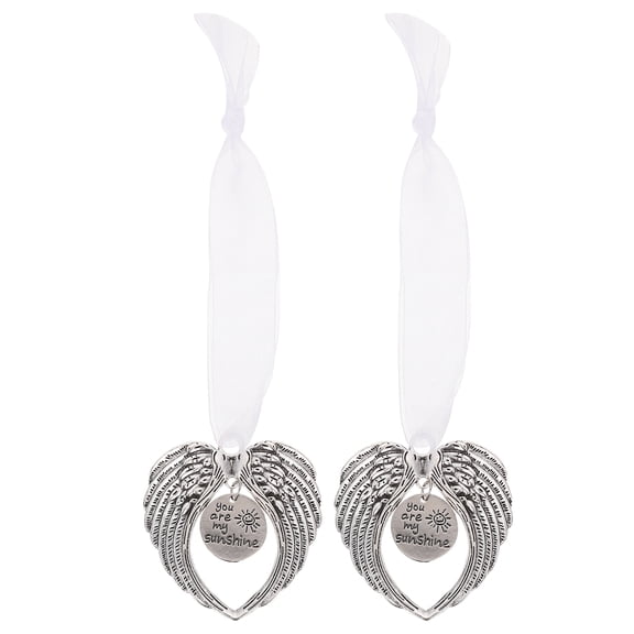 CIMAXIC Elegant Ribbon Angel Wings Pendants Plated Silver Xmas Festival Decor 2Pcs
