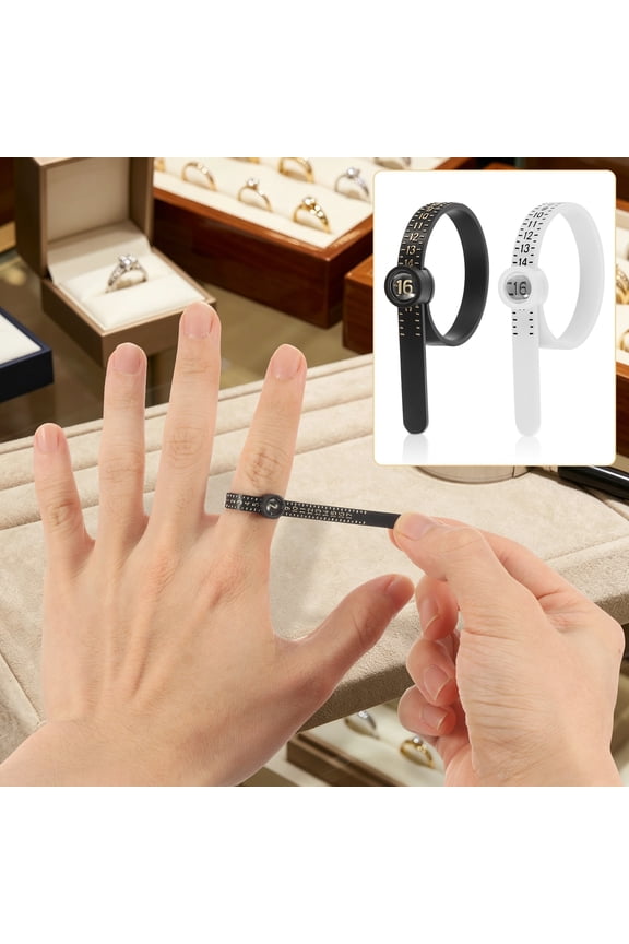 2PCS Ring Sizer Measuring Tool with Magnifier for Clear and Intuitive Reading Reusable Finger Size TPU Ring Sizer with Lens 1-17