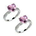 2PCS Rings Fashion Women's Love Heart Zirconia Diamond Ring Engagement