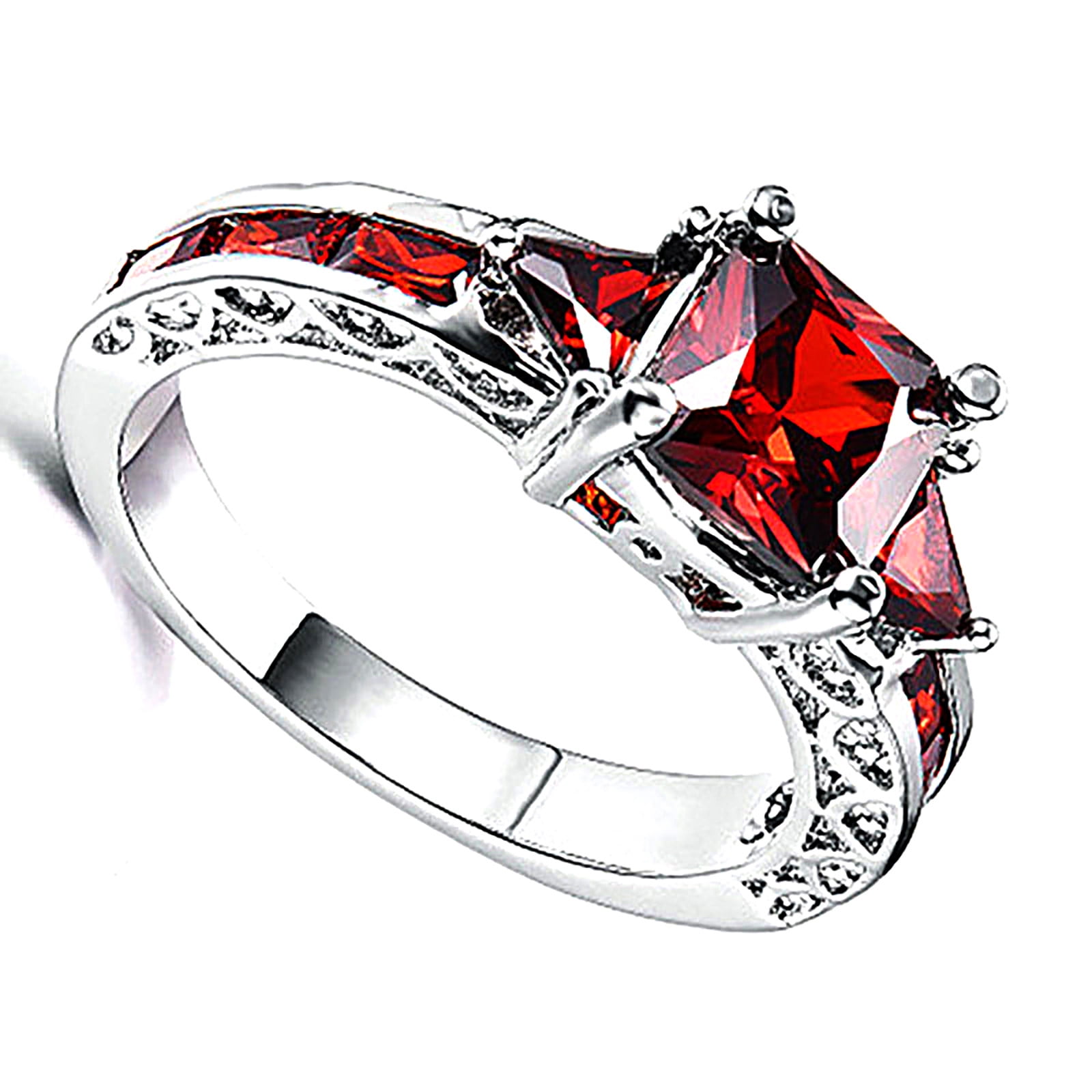 2PCS Rings Fashion Zircon Square and 2 Small Diamond Ring for Valentine'S Day,Rings for Women