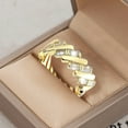 2PCS Rings Gold Open Ring Geometric Interval Diamond Shape Rhinestone