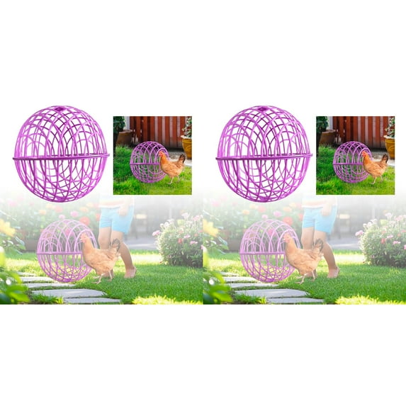 2PCS Rolling Chicken Ball Cage - Portable Outdoor Pet Enclosure for Rabbits, & Birds - Mobile Round Hutch with Secure Walking Net - Dog & Predator Proof Design(Diameter:15.7 Inch)