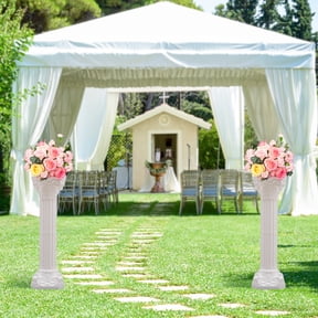 2PCS Roman Pillars 34.65" Tall, White Greek Column Set for Wedding Decor, Lightweight 5.5 lbs Plastic Pedestal Stand for Party Event Centerpiece (110 lbs Load)