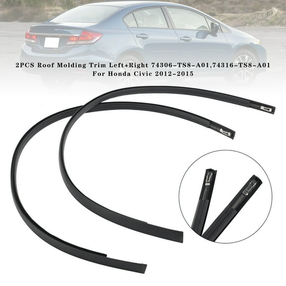 2PCS Roof Molding Trim Left+Right For Honda Civic 2012-2015