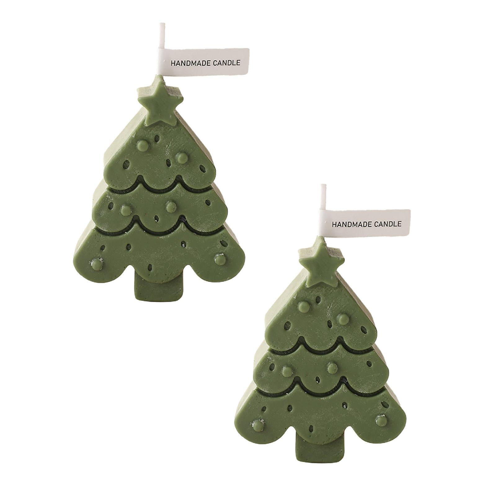 2PCS Room Decor Christmas Tree Candles Decorative Burning Time Soy