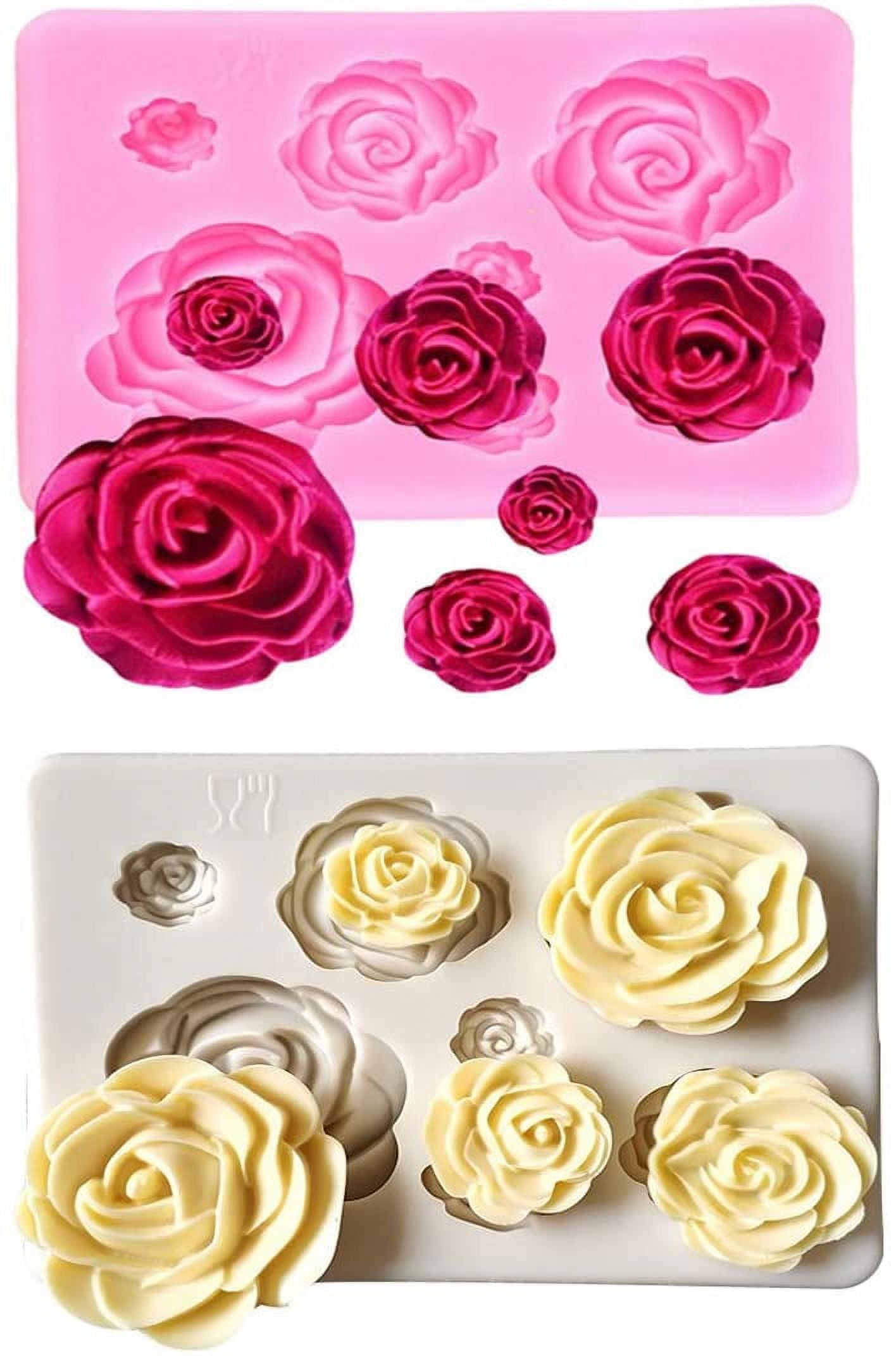 2PCS Rose Flowers silicone molds Cake Chocolate Mold wedding Cake  Decorating Tools Fondant Sugarcraft Cake Molds 