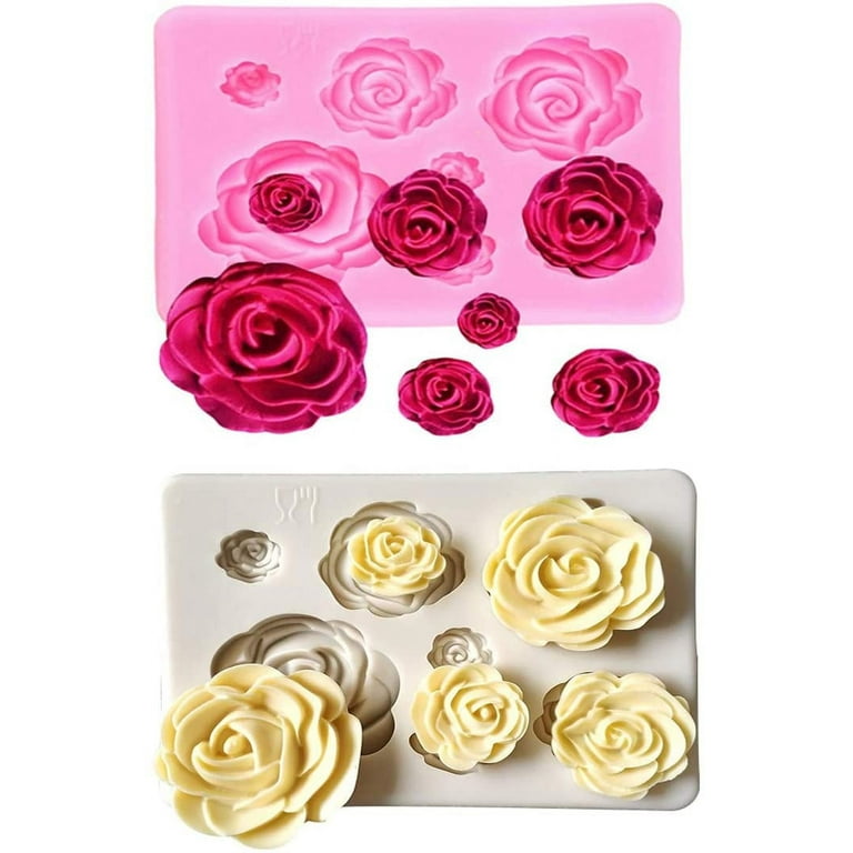 Orione 2pcs Rose Flowers Silicone Molds Cake Chocolate Mold Wedding Cake Decorating Tools Fondant Sugarcraft Cake Molds
