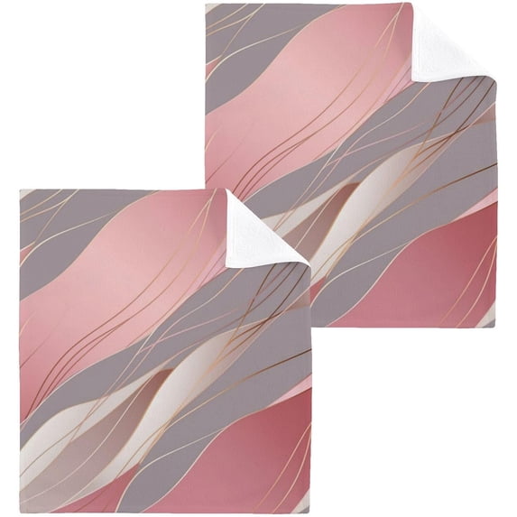 2PCS Rose Gold Texture Towels Cotton Washcloths Set,Quick Drying & Absorbent Soft Bathroom Hand Towel Lightweight & Portable Fingertip Towel Decor Gift