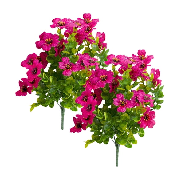 2PCS Rose Red Artificial Outdoor Flowers Silk Fake Daisy Romantic Fake Plants Stems for Garden, Pergola, or Outdoor Party Decor Outside