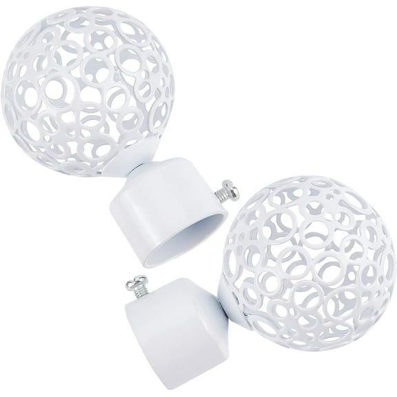 2PCS Round Curtain Rod Finials 28mm Drapery Pole End White Ball Cage Replacement Decorative End Head Caps for DIY Home Office Curtain Roman Rod Decor Accessories (8.8x5.9cm)