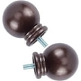 thumbnail image 1 of 2PCS Round Curtain Rod Finials Drapery Pole Ball End Brown Replacement Decorative End Head Caps 1/4"-20UNC Screws for Home Office 5/8 Inch Curtain Rod DIY, 1 of 5